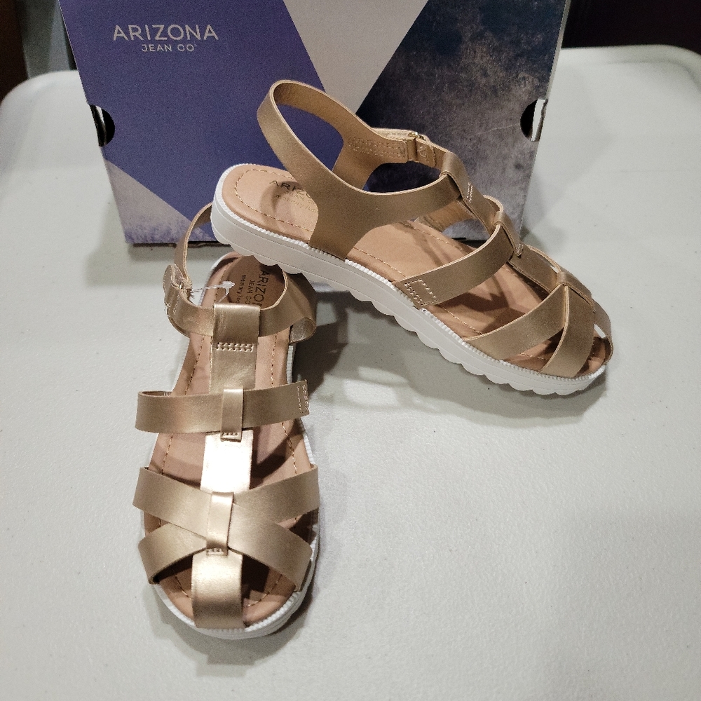 Girls Slingback Flat Sandals, Rose Gold – Size 3 M